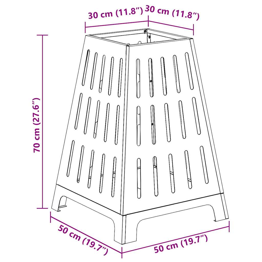 vidaXL Φωτιά Μαύρο 50 x 50 x 70 cm Ατσάλι