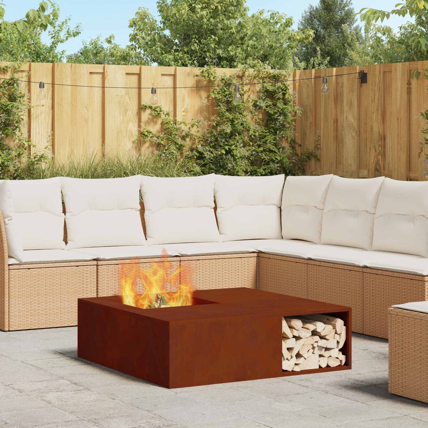 vidaXL Φωτιά Καφέ 100 x 100 x 30 cm Ατσάλι Σκληρυθέν στον Αέρα