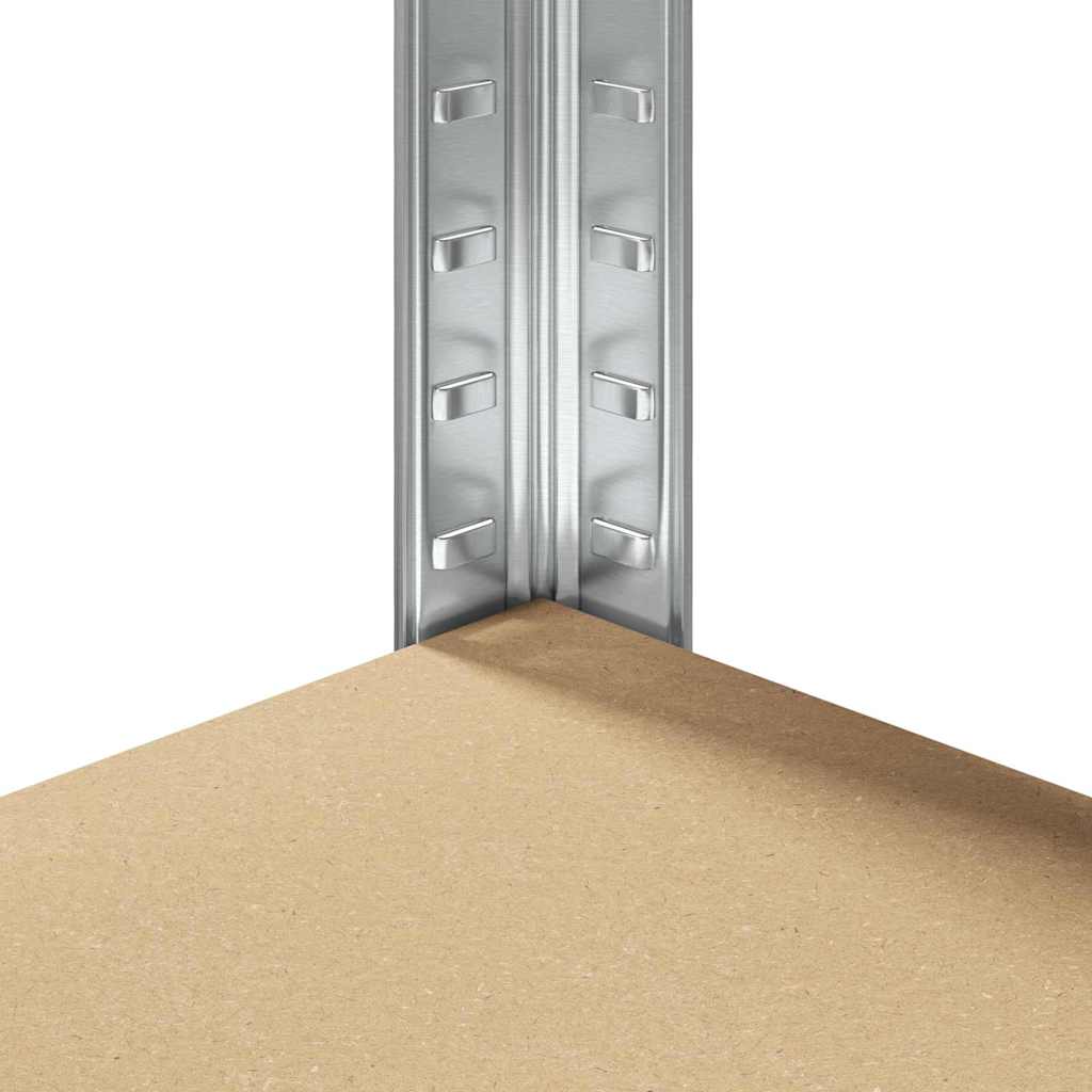 vidaXL Γωνιακό ράφι με ράφι Ασημί 90 x 90 x 198 cm Επεξεργασμένο Ξύλο
