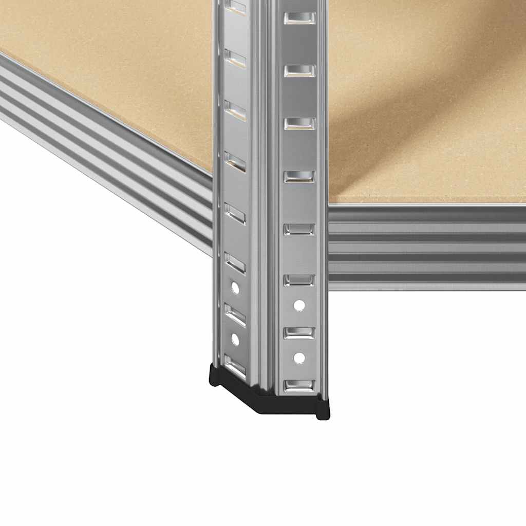 vidaXL Γωνιακό ράφι με ράφι Ασημί 90 x 90 x 198 cm Επεξεργασμένο Ξύλο