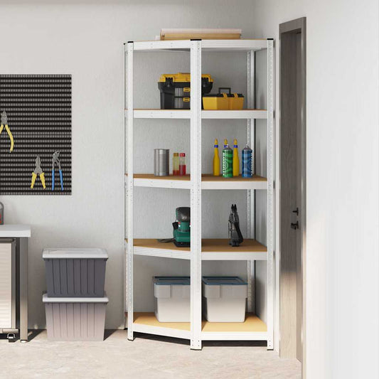 vidaXL Γωνιακό ράφι με ράφι Ασημί 90 x 90 x 198 cm Επεξεργασμένο Ξύλο