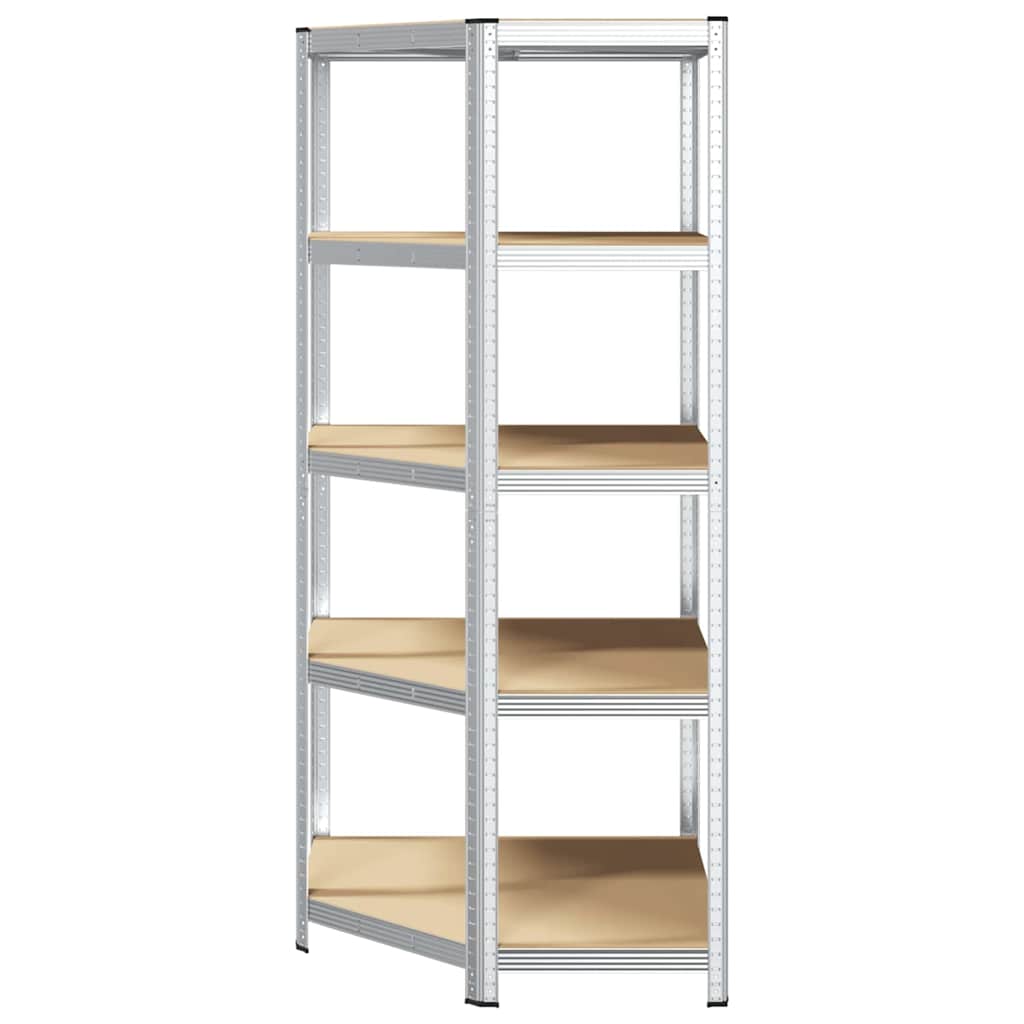 vidaXL Γωνιακό ράφι με ράφι Ασημί 90 x 90 x 198 cm Επεξεργασμένο Ξύλο