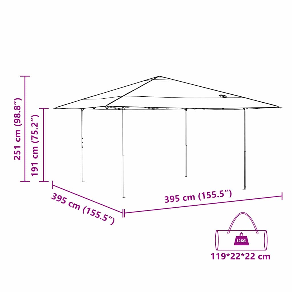 vidaXL Σκηνή Σκίασης Μπλε 395 x 395 x 251 εκ. ύφασμα