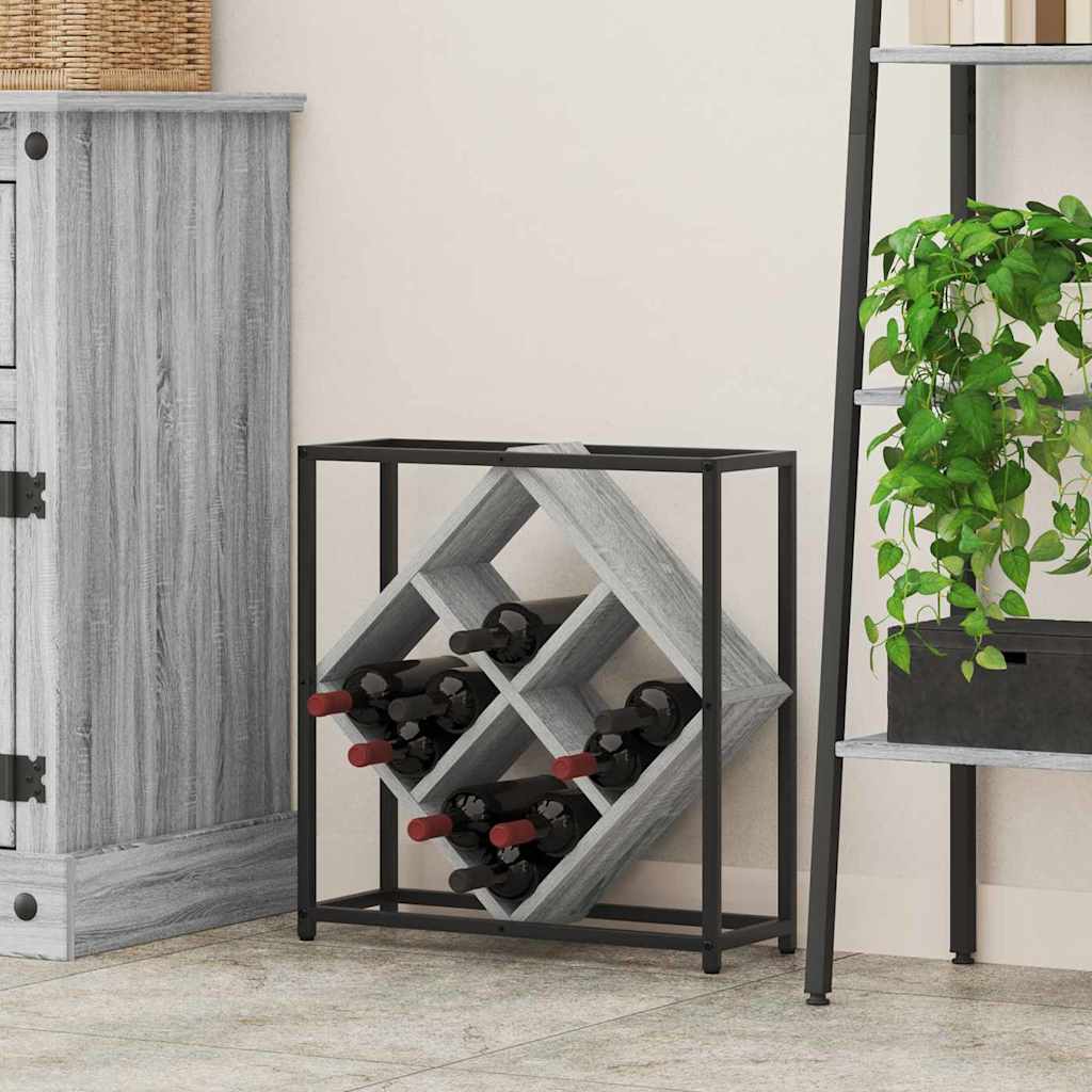 vidaXL Ράφι Κρασιού Γκρι 51 x 18 x 52.5 εκ. Επεξεργασμένο ξύλο