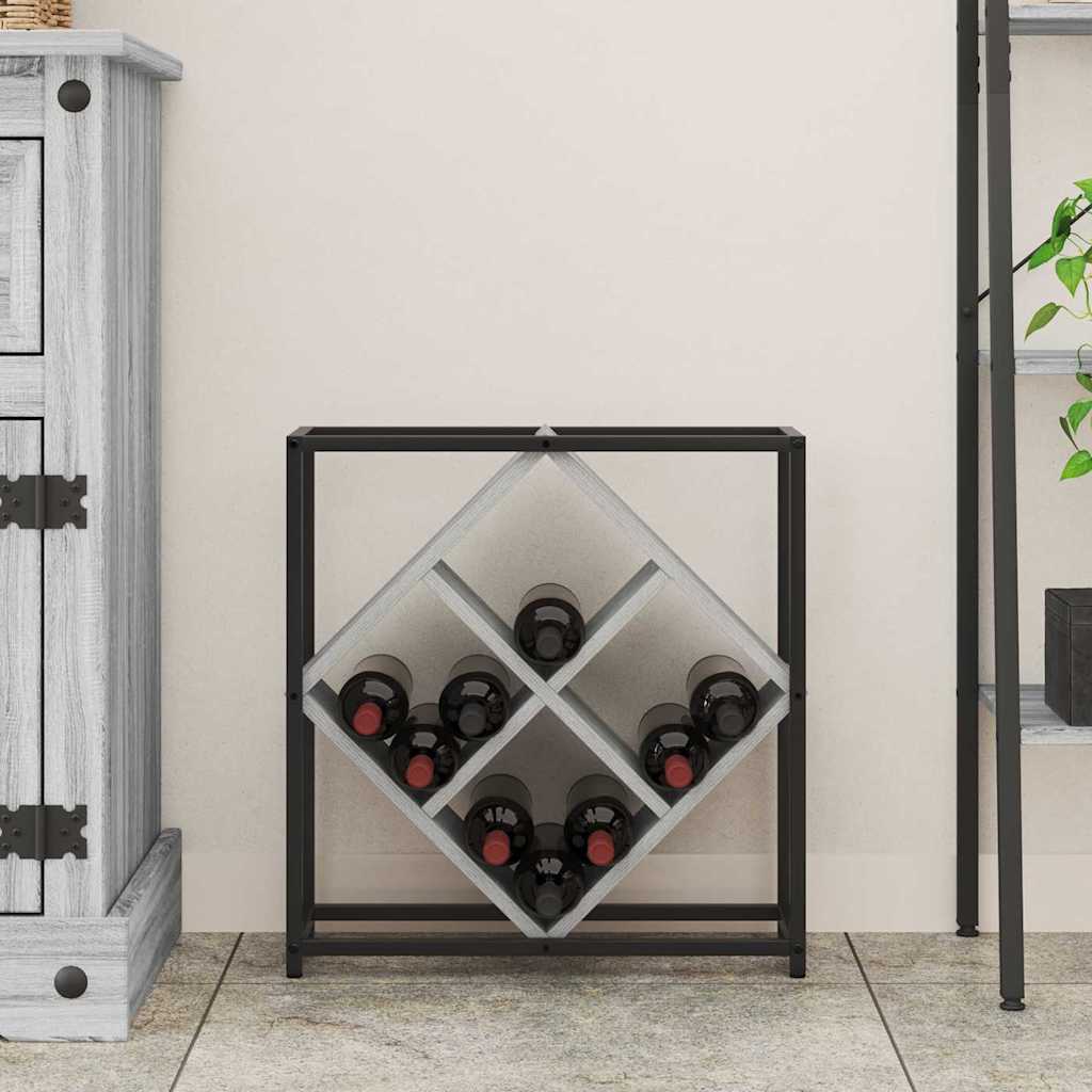 vidaXL Ράφι Κρασιού Γκρι 51 x 18 x 52.5 εκ. Επεξεργασμένο ξύλο