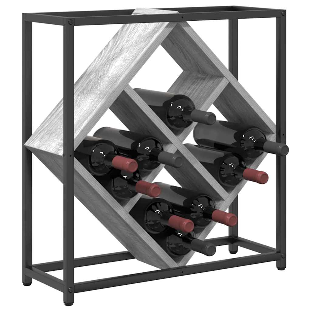 vidaXL Ράφι Κρασιού Γκρι 51 x 18 x 52.5 εκ. Επεξεργασμένο ξύλο