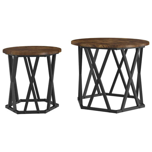 vidaXL Τραπεζάκι Πλευράς 2 pcs Καπνιστή δρυς 50 x 50 x 40 cm