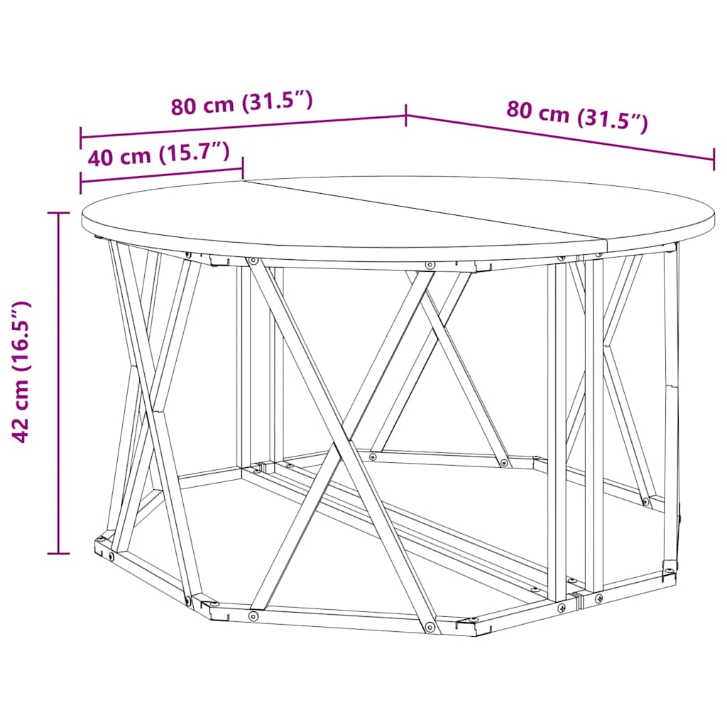 vidaXL Τραπεζάκι σαλονιού Γκρι sonoma 80 x 80 x 42 cm