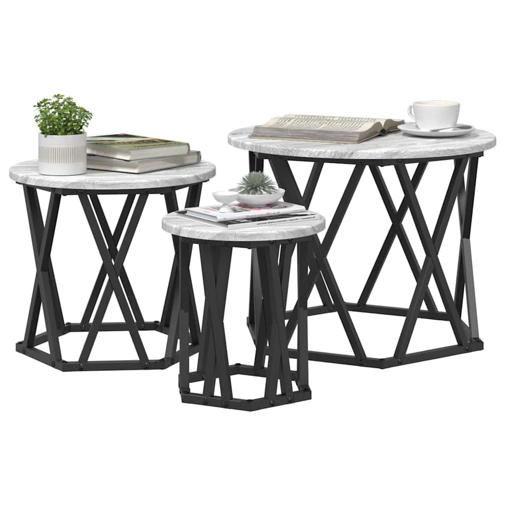 vidaXL Κομοδίνο Μονάδας 3 pcs Γκρι sonoma 53 x 53 x 40 cm