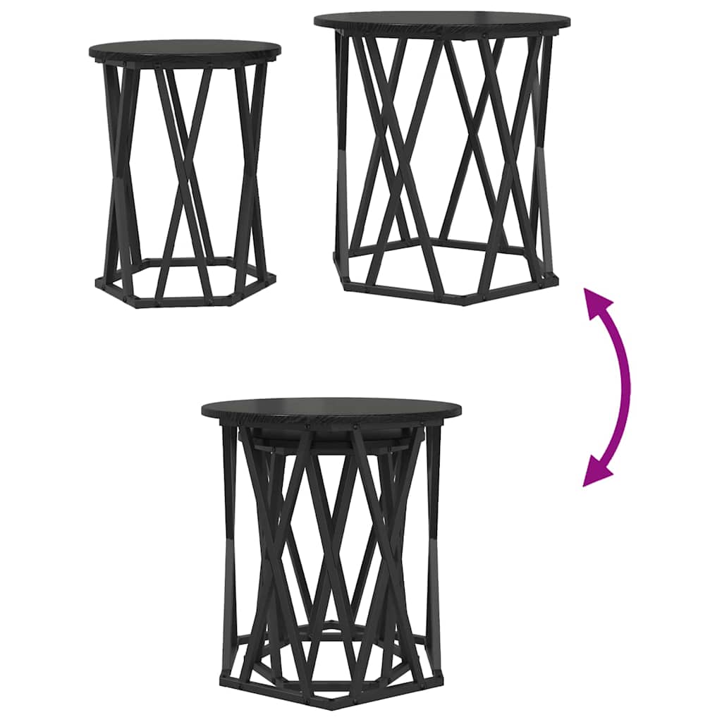 vidaXL Τραπεζάκι σαλονιού 2 pcs Μαύρη δρυς 50 x 50 x 50 cm