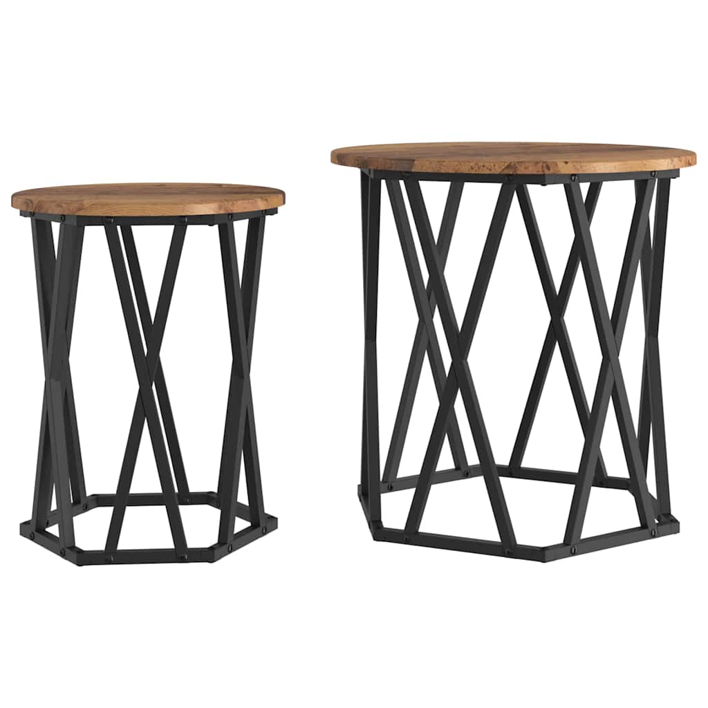 vidaXL Τραπεζάκι σαλονιού 2 pcs Παλαιό ξύλο 50 x 50 x 50 cm