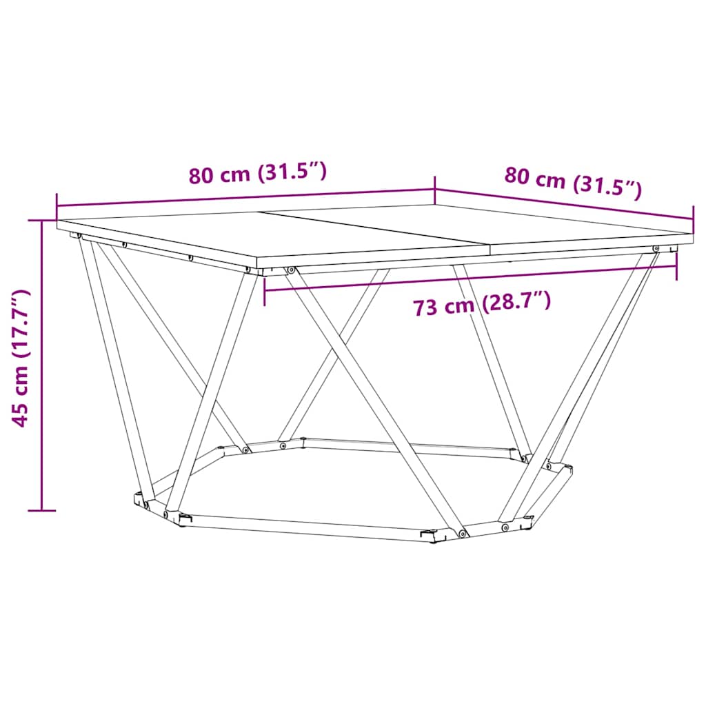 vidaXL Τραπεζάκι σαλονιού artisan δρυς 80 x 80 x 45 cm
