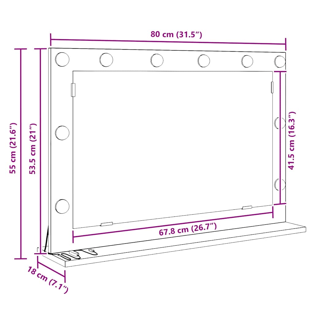 vidaXL Καθρέφτης τουαλέτας με καθρέφτη Artisan Oak 80 x 55 x 18 εκ.