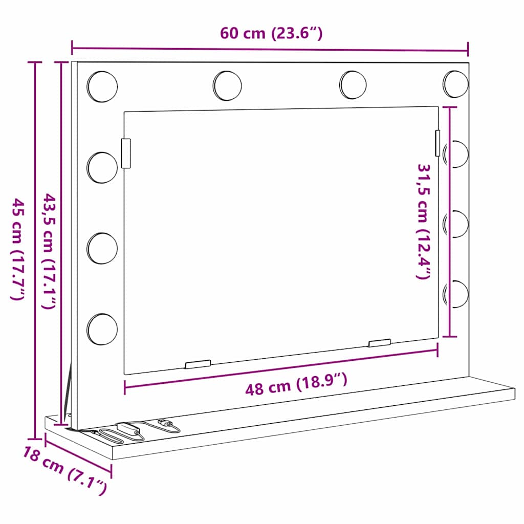 vidaXL Καθρέφτης τουαλέτας με καθρέφτη Artisan Oak 60 x 45 x 18 εκ.