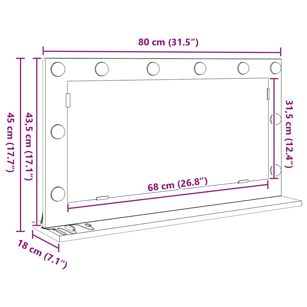vidaXL Καθρέφτης τουαλέτας με καθρέφτη Δρύς Sonoma 80 x 45 x 18 εκ.