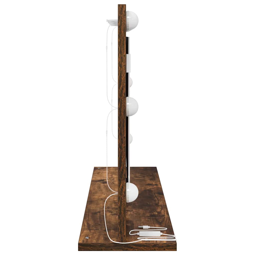 vidaXL Καθρέφτης τουαλέτας με καθρέφτη Καπνιστό Δρύς 80 x 45 x 18 εκ.