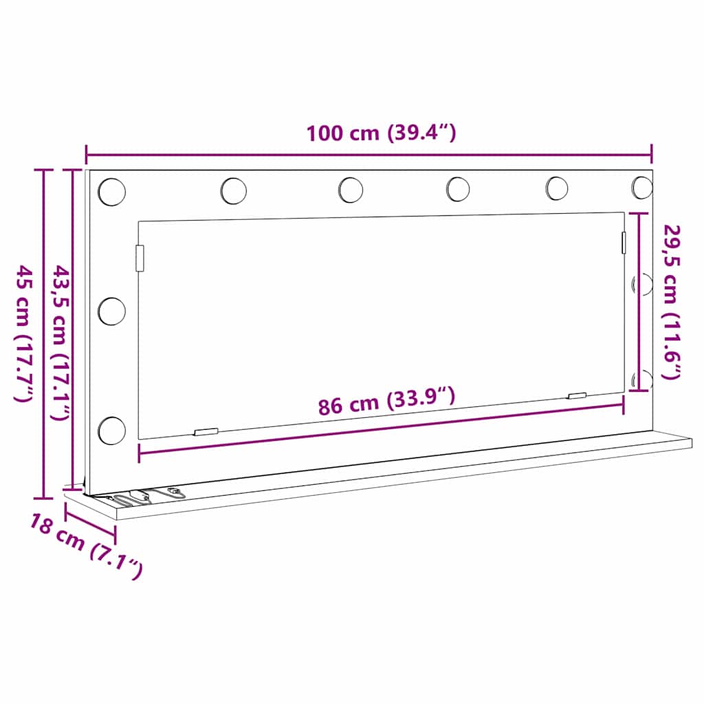 vidaXL Καθρέφτης τουαλέτας με καθρέφτη Δρύς Sonoma 100 x 45 x 18 εκ.