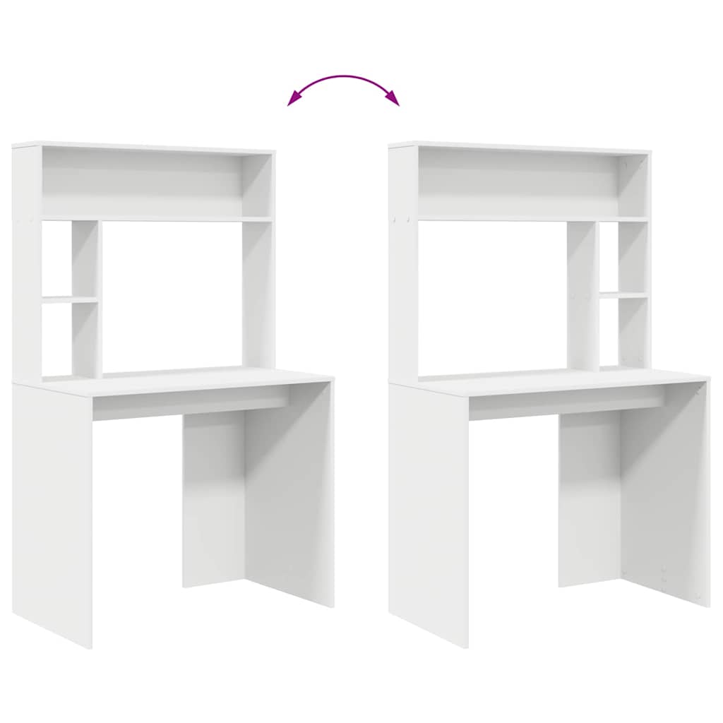 vidaXL Γραφείο με ράφι Λευκό 91 x 50 x 149 εκ Επεξεργασμένο ξύλο