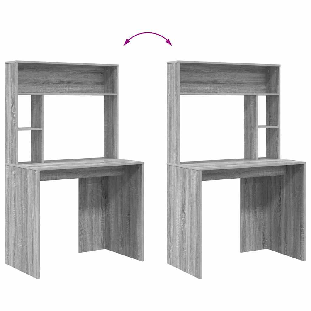 vidaXL Γραφείο με ράφι Γκρι sonoma 91 x 50 x 149 εκ Επεξεργασμένο ξύλο