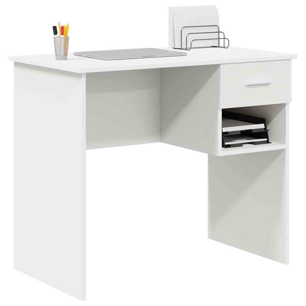 vidaXL Γραφείο με συρτάρι Λευκό 90 x 49.5 x 75 εκ. Επεξεργασμένο ξύλο