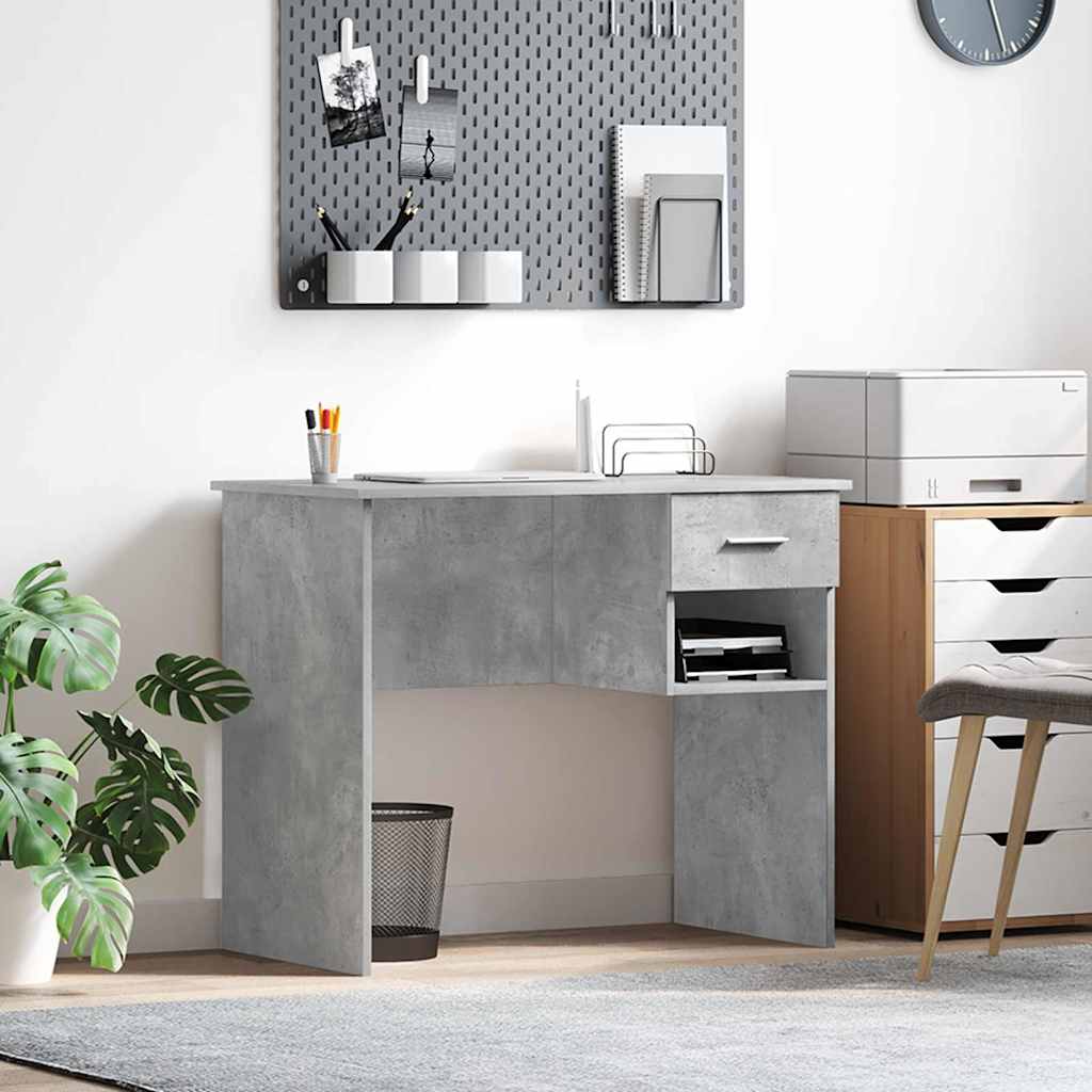 vidaXL Γραφείο Γκρι σκυροδέματος 90 x 49.5 x 75 εκ. Επεξεργασμένο ξύλο