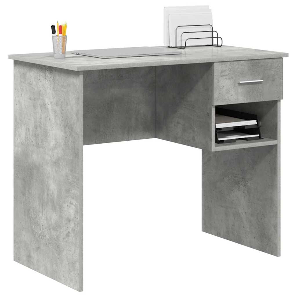 vidaXL Γραφείο Γκρι σκυροδέματος 90 x 49.5 x 75 εκ. Επεξεργασμένο ξύλο