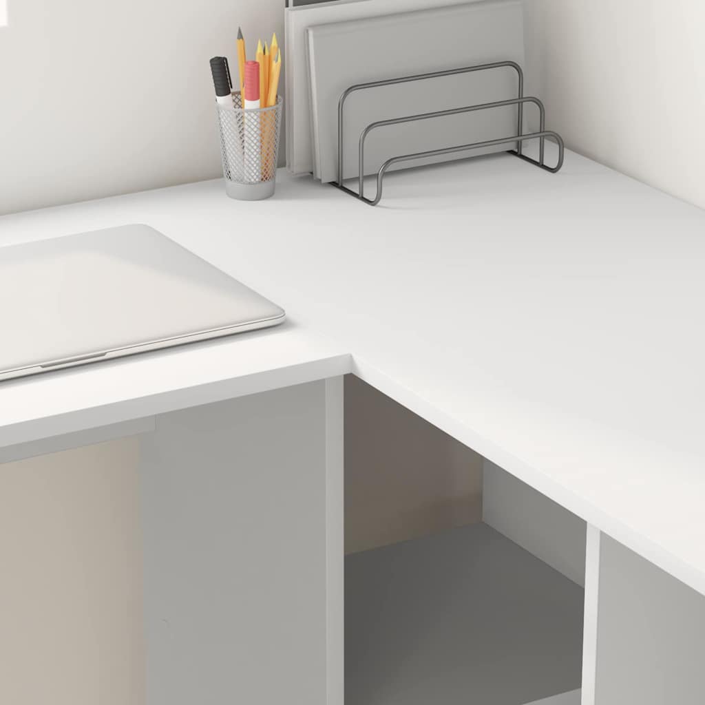 vidaXL Γραφείο με ράφι Λευκό 142 x 102 x 73 εκ Επεξεργασμένο ξύλο