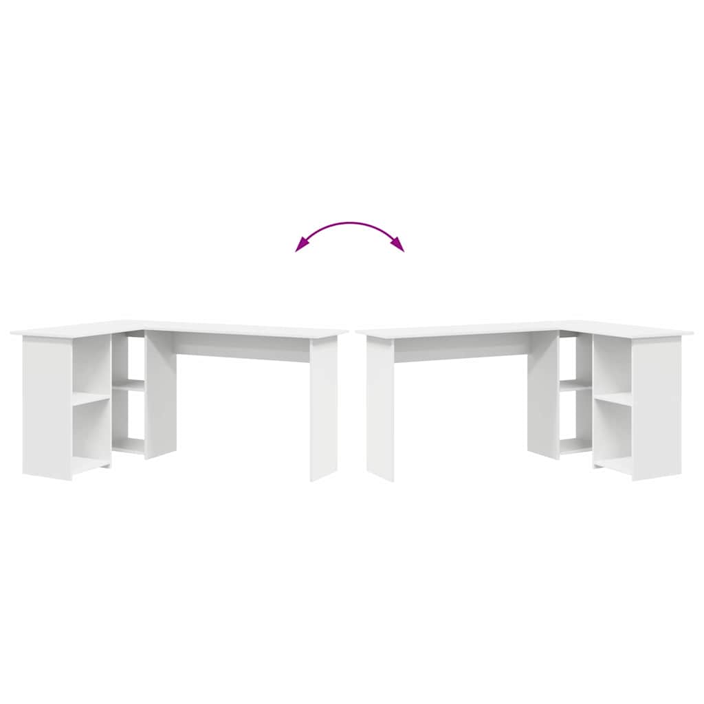 vidaXL Γραφείο με ράφι Λευκό 142 x 102 x 73 εκ Επεξεργασμένο ξύλο