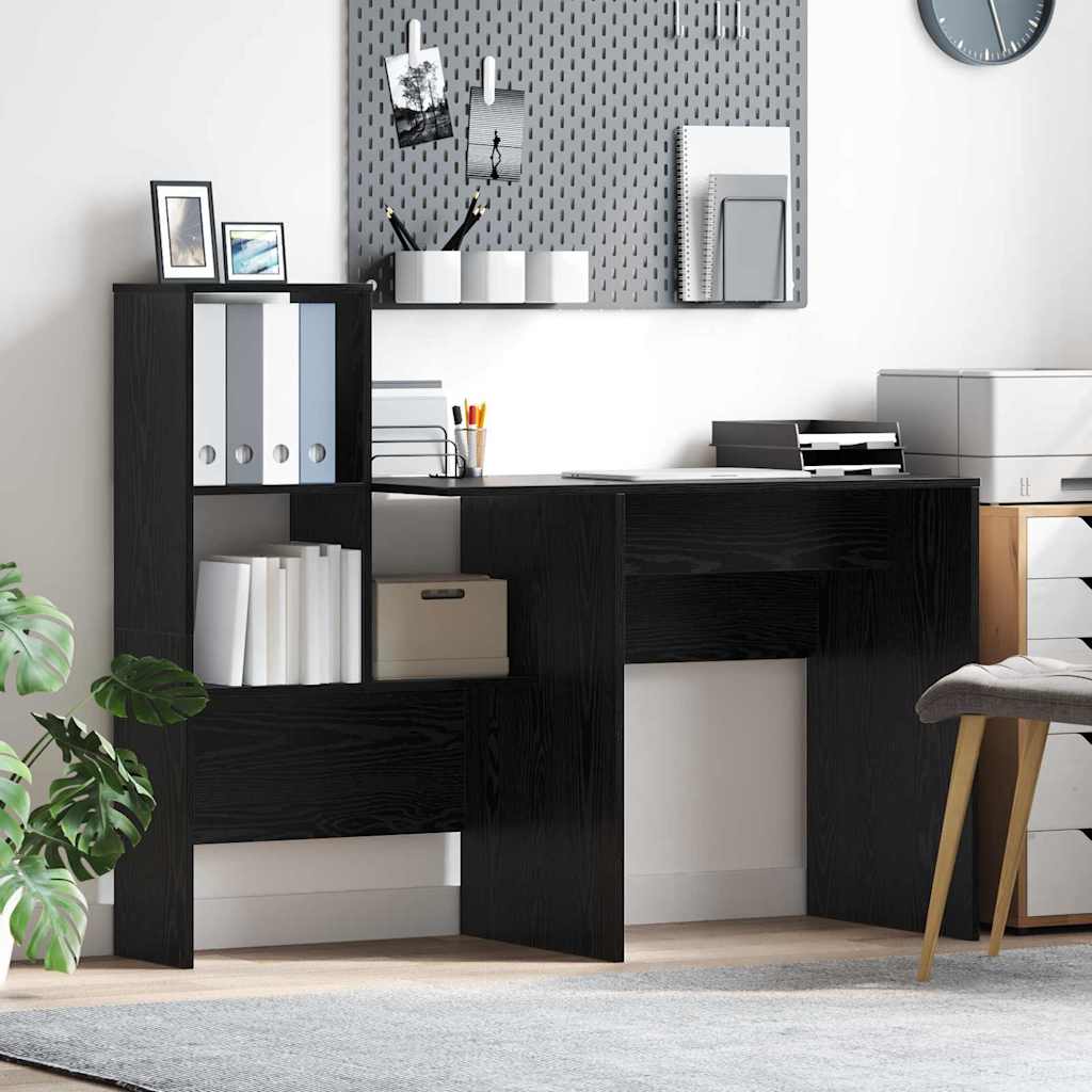 vidaXL Γραφείο Μαύρη δρυς 131.5 x 50 x 106.5 εκ. Επεξεργασμένο ξύλο