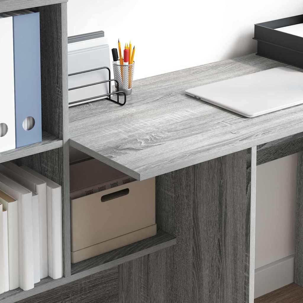 vidaXL Γραφείο Γκρι sonoma 131.5 x 50 x 106.5 εκ. Επεξεργασμένο ξύλο