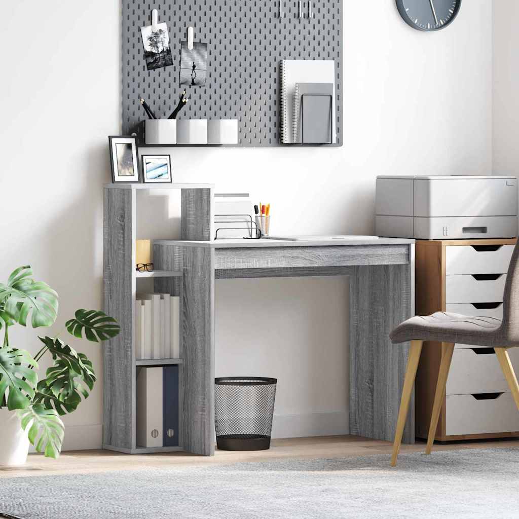 vidaXL Γραφείο με ράφι Γκρι sonoma 100 x 40 x 90 cm Επεξεργασμένο ξύλο