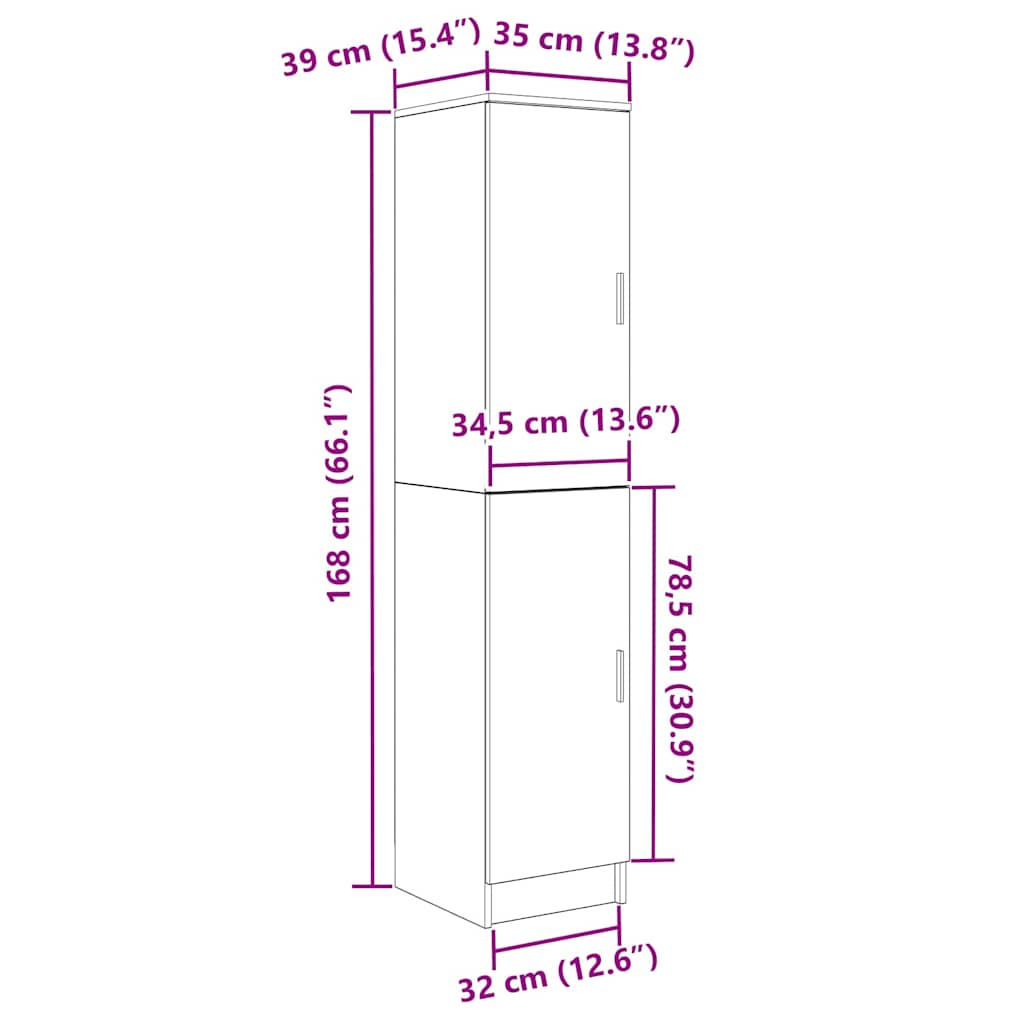 vidaXL Ψηλό Ντουλάπι Καπνιστή δρυς 35 x 39 x 168 εκ Επεξεργασμένο ξύλο