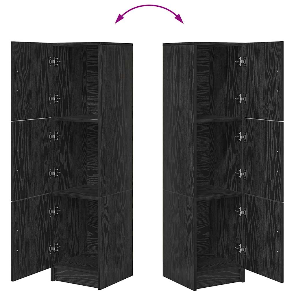 vidaXL Ψηλή Ντουλάπα Μαύρη δρυς 31,5 x 32 x 124 εκ Επεξεργασμένο ξύλο