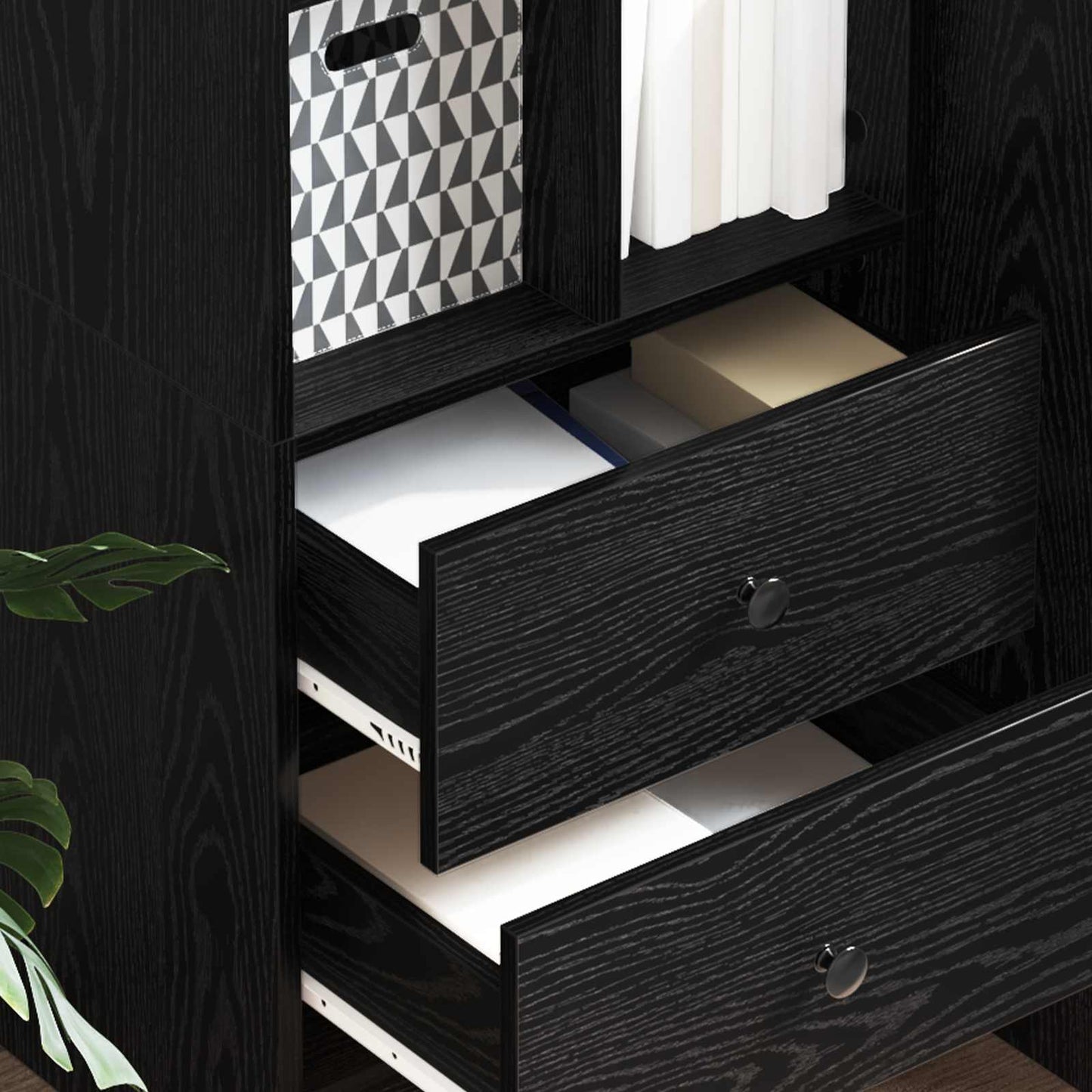 vidaXL Highboard με συρτάρι Μαύρη Οξυά 45,5 x 34 x 127 εκ