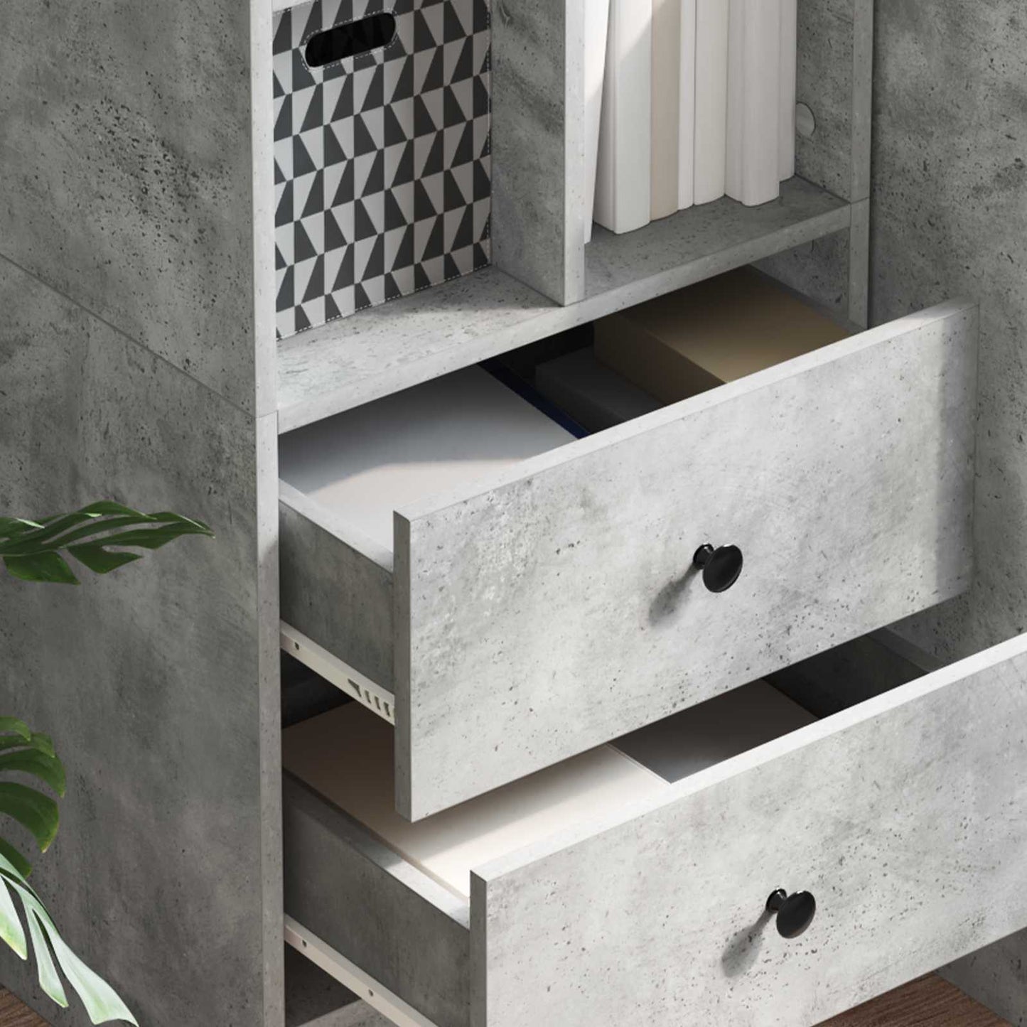 vidaXL Highboard με συρτάρι Σκυρόδεμα Γκρι 45,5 x 34 x 127 εκ