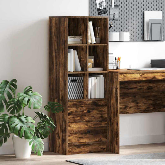 vidaXL Highboard με συρτάρι Καπνιστό Δρύς 45,5 x 34 x 127 εκ