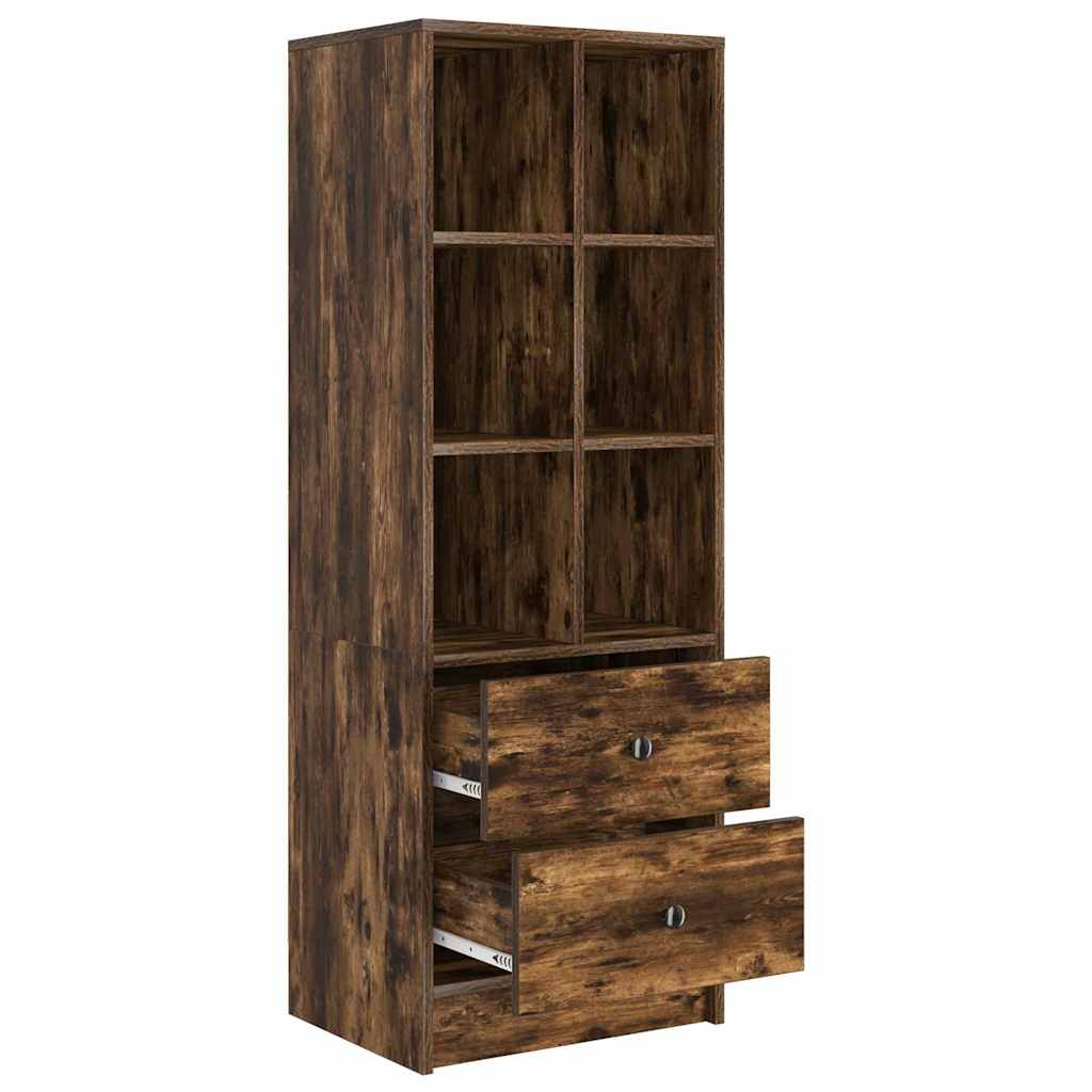 vidaXL Highboard με συρτάρι Καπνιστό Δρύς 45,5 x 34 x 127 εκ