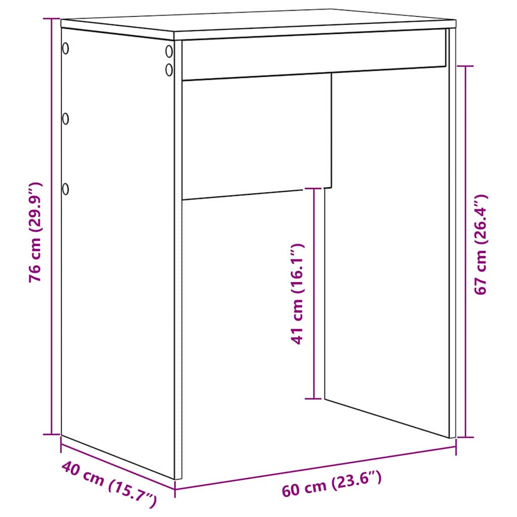 vidaXL Γραφείο Άλλο Μαύρη δρυς 60 x 40 x 76 εκ. Επεξεργασμένο ξύλο