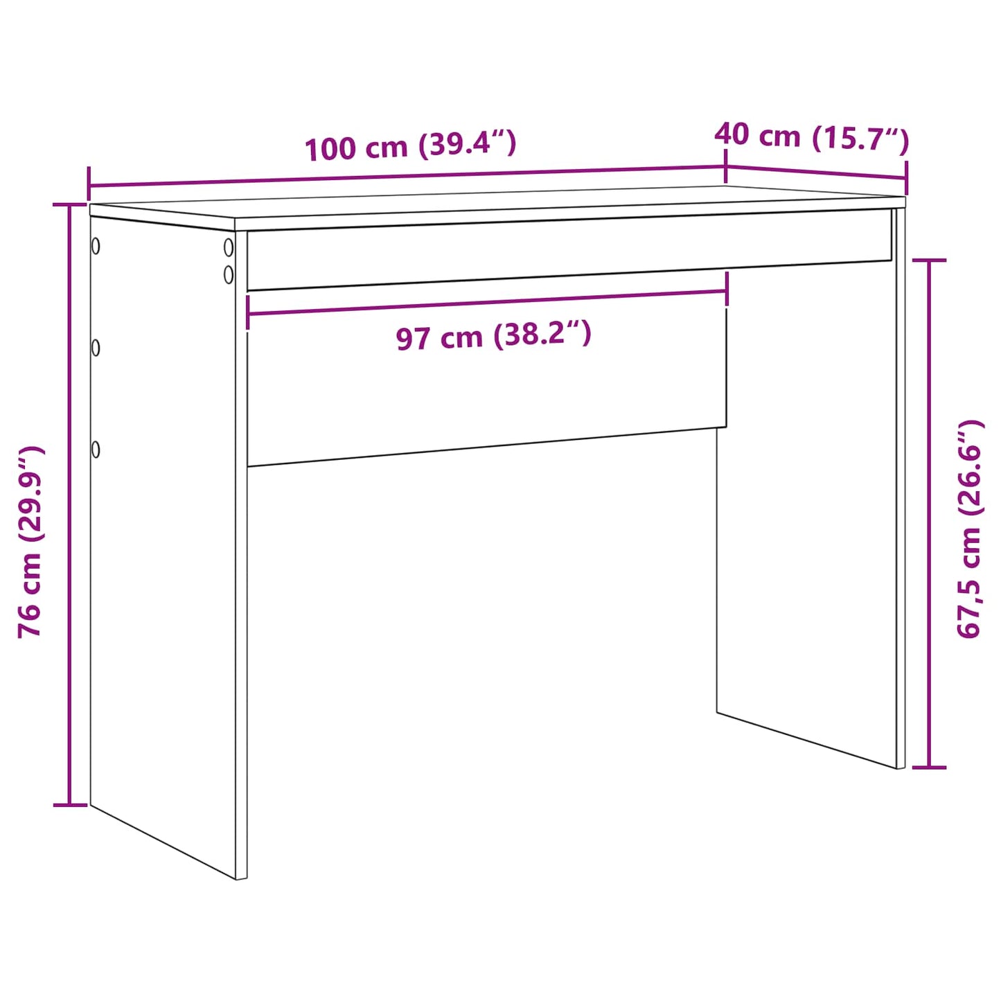 vidaXL Γραφείο Λευκό 100 x 40 x 76 εκ.