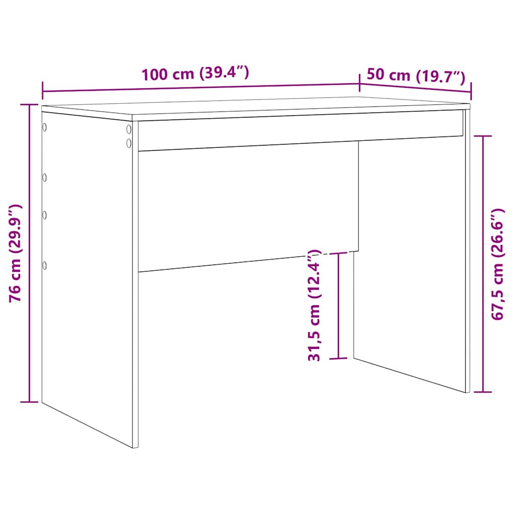 vidaXL Γραφείο Άλλο Λευκό 100 x 50 x 76 εκ. Επεξεργασμένο ξύλο