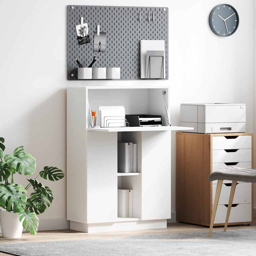 vidaXL Γραφείο με ράφι Λευκό 71.5 x 31.5 x 106.5 εκ Επεξεργασμένο ξύλο