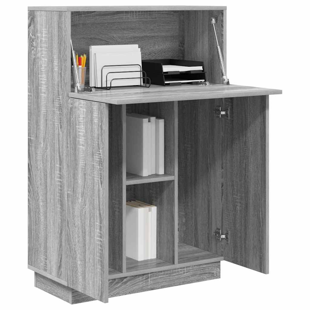 vidaXL Γραφείο με ράφι Γκρι 71.5 x 31.5 x 106.5 εκ Επεξεργασμένο ξύλο