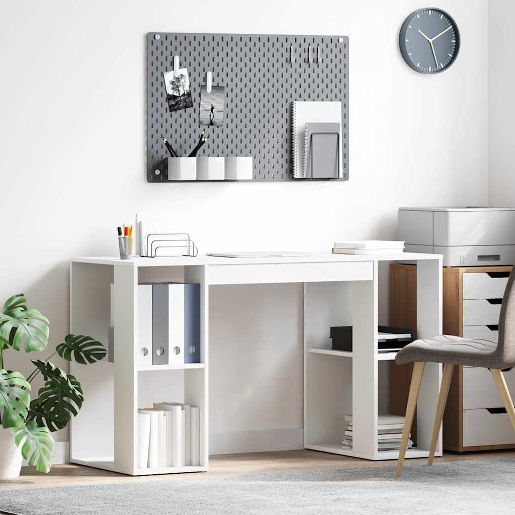 vidaXL Γραφείο με Αποθήκευση με ράφι Λευκό 130 x 50.5 x 75 εκ