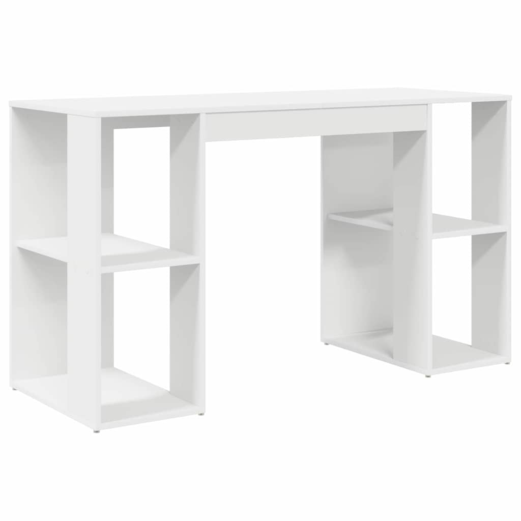 vidaXL Γραφείο με Αποθήκευση με ράφι Λευκό 130 x 50.5 x 75 εκ