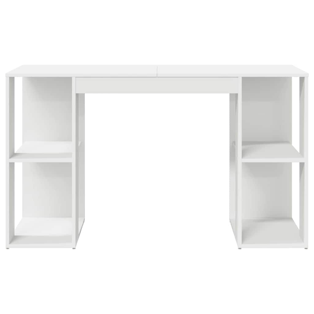 vidaXL Γραφείο με Αποθήκευση με ράφι Λευκό 130 x 50.5 x 75 εκ