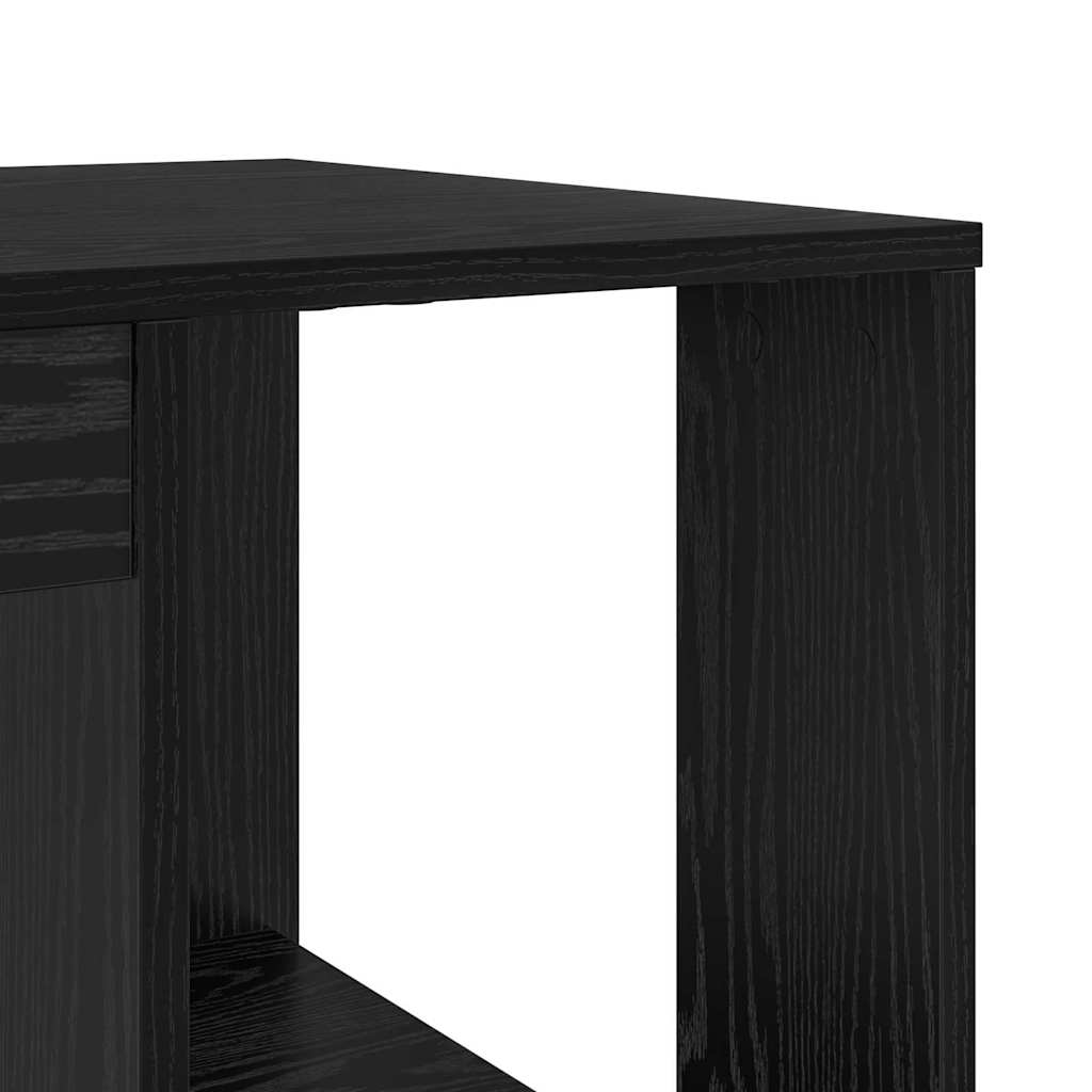 vidaXL Γραφείο με Αποθήκευση με ράφι Μαύρη Οξυά 130 x 50.5 x 75 εκ