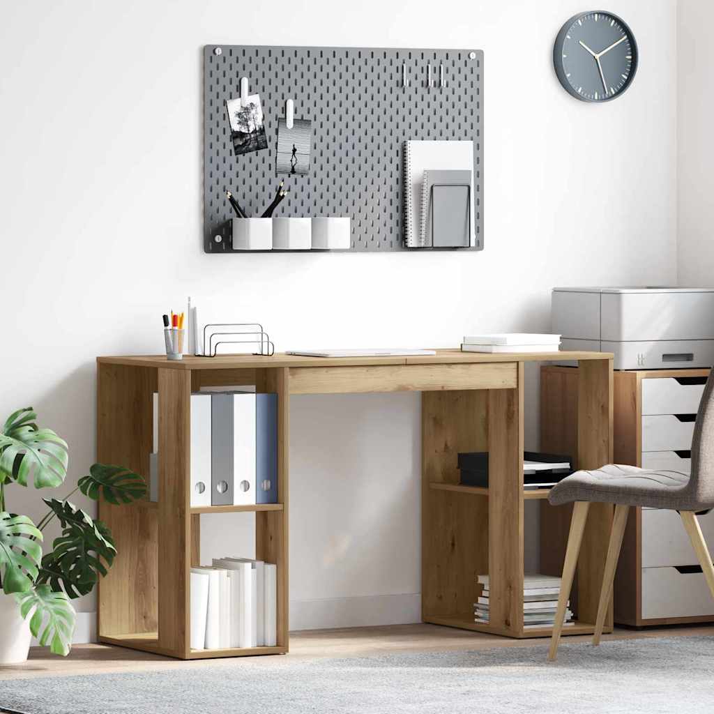 vidaXL Γραφείο με Αποθήκευση με ράφι artisan δρυς 130 x 50.5 x 75 εκ