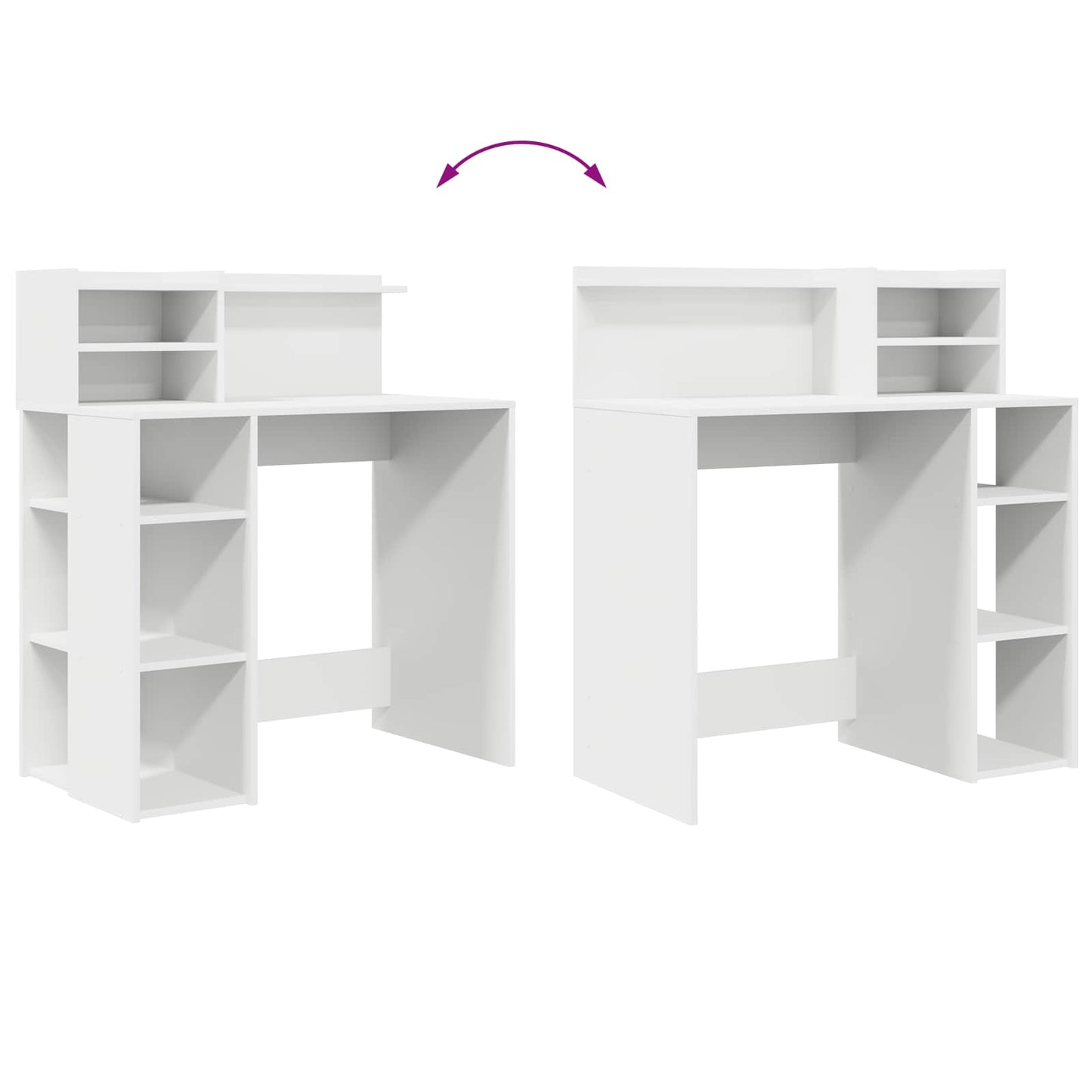 vidaXL Γραφείο με Αποθήκευση με ράφι Λευκό 90 x 48 x 101.5 εκ.
