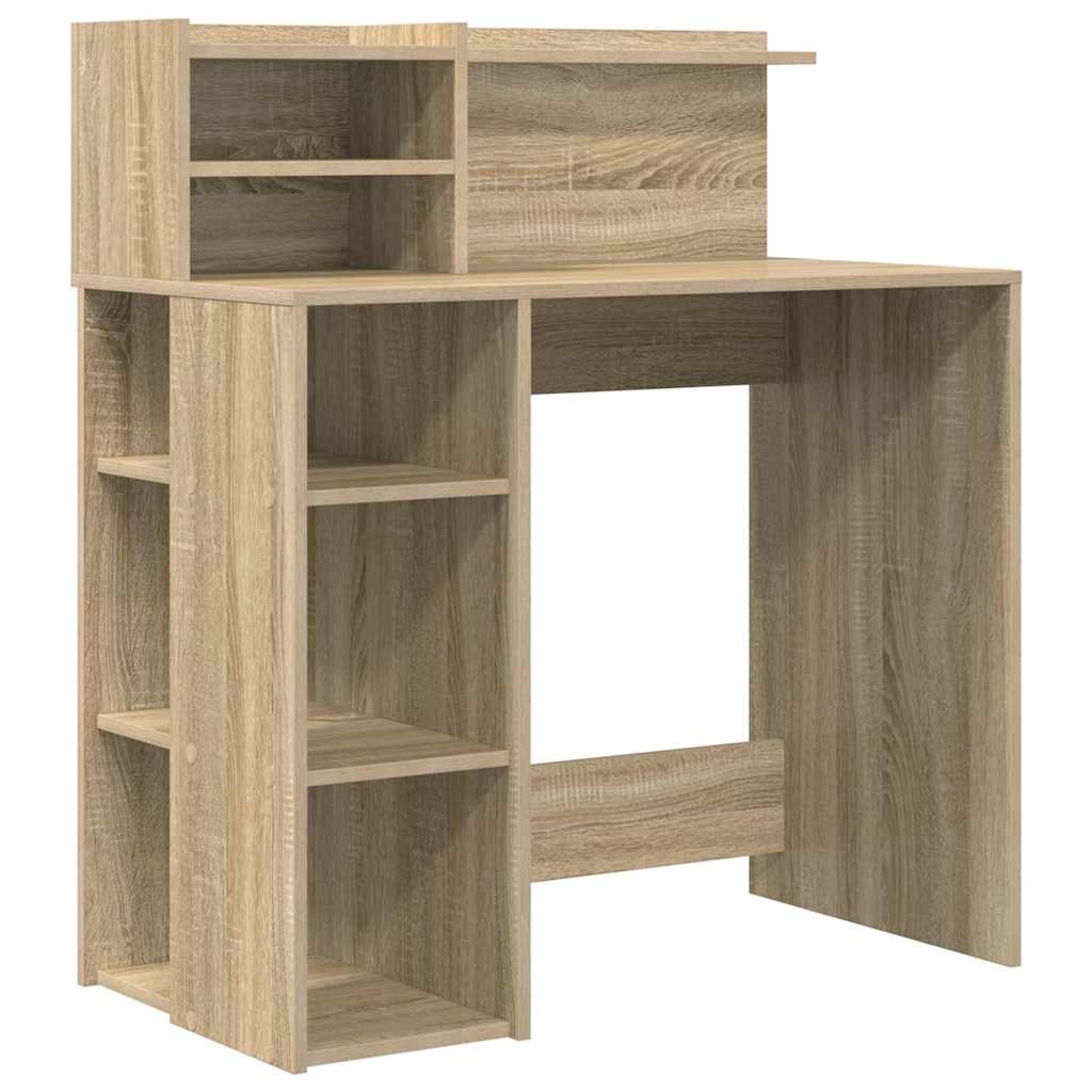 vidaXL Γραφείο με Αποθήκευση με ράφι Sonoma Δρυς 90 x 48 x 101.5 εκ.