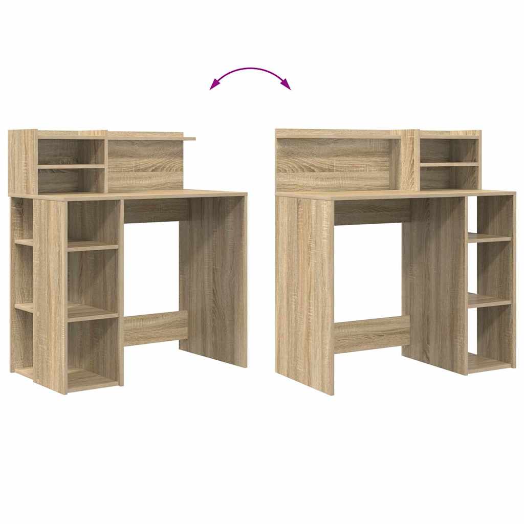 vidaXL Γραφείο με Αποθήκευση με ράφι Sonoma Δρυς 90 x 48 x 101.5 εκ.